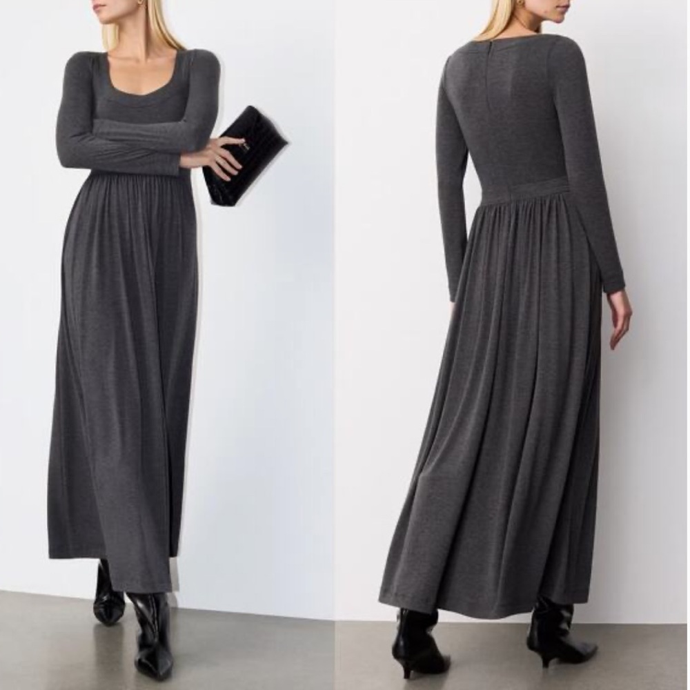 G. Label by goop Jersey Maxi Charcoal Long Sleeve Gray Dress Size 4
